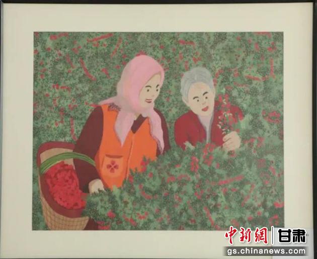 靖遠縣枸杞種植業(yè)帶動10多萬農民脫貧致富。刺繡 王明風 繡稿 胡靜